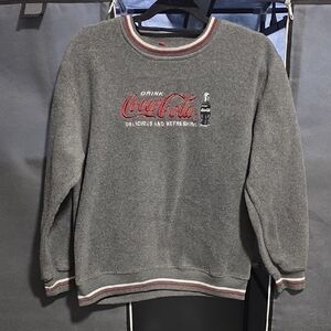 Youth Coca Cola Gray Crewneck Sweater with Red Accents Vintage 7/9